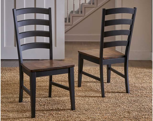 A-America® Stormy Ridge Dining Chicory/Slate Black Ladderback Chair-2