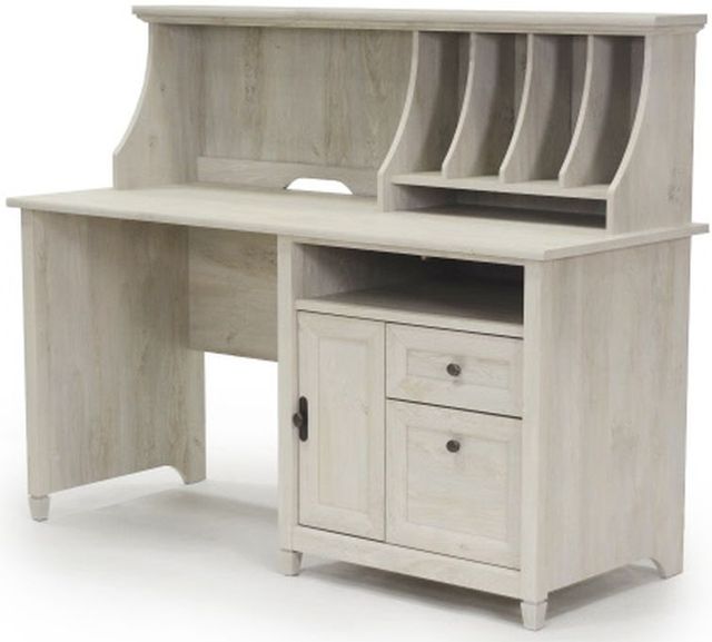 Sauder Edge Water Chalked Chestnut Computer Desk With Hutch