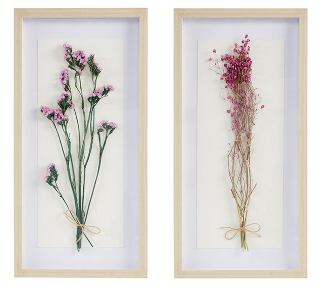 Olliix by Madison Park Avant Garden 2 Piece Multi Floral Natural Shadowbox Set-1