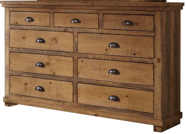 Progressive Furniture Willow Distressed Pine Dresser and Mirror-2