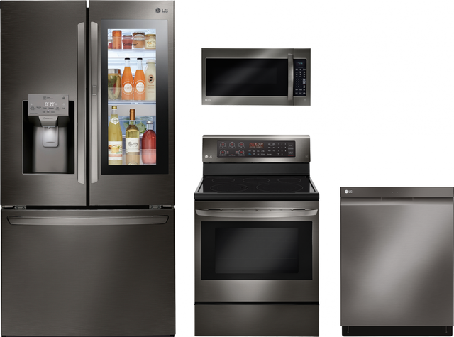 LG 4 Piece Black Stainless Steel Kitchen Package ...