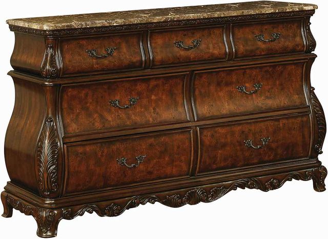 Coaster Coasterelevations Exeter Dark Burl 7 Drawer Dresser With
