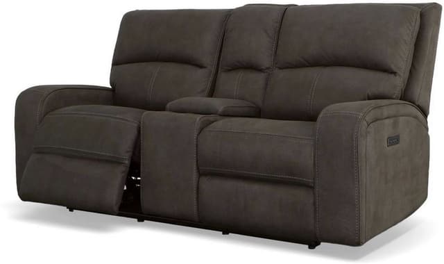 Flexsteel® Nirvana Grey Power Reclining Loveseat with Console and Power Headrests-2