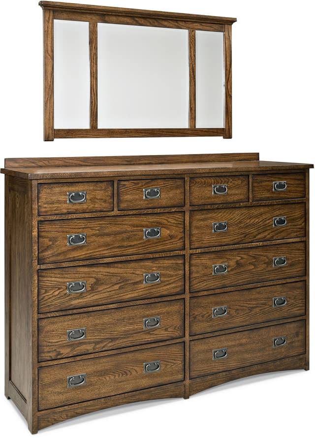 Intercon Oak Park Mission 12 Drawer Dresser and Mirror-0