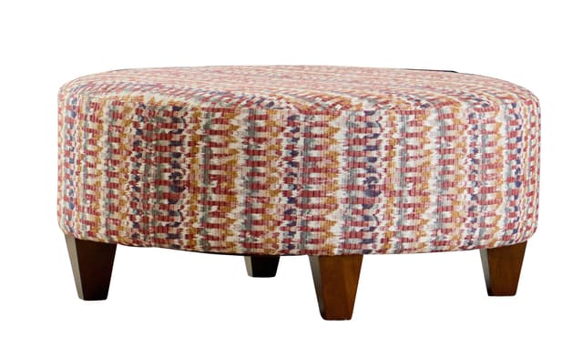 Wood House Upholstery Round Kooba Ottoman-0