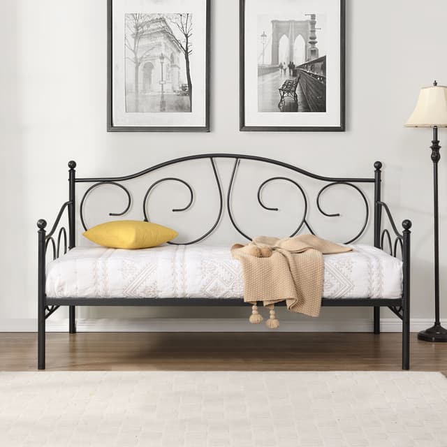 Milton Green Stars Dark Gray Victoria Metal Twin Daybed-0