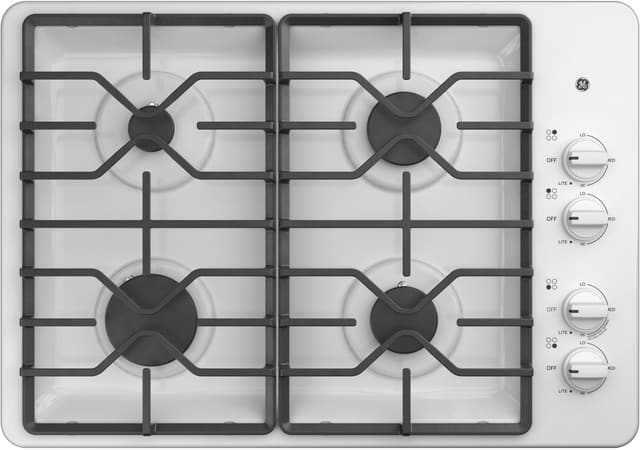 GE® 30" White Built-In Gas Cooktop-0