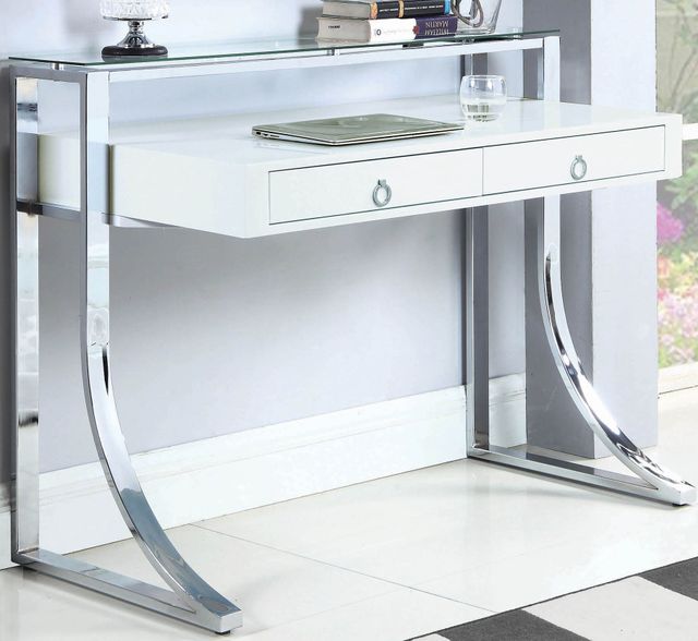 Coaster® Contemporary Glossy White Writing Desk-802141 ...