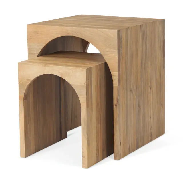 Mercana Set of 2 Chloe Cottage Wood Nesting Tables-0