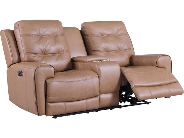 Leather Italia™ Cambria London Caramel Brown Power Reclining Loveseat-1