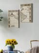 A & B Home 2-Piece Beige/White Rectangular Canvas Map Wall Art Set-5