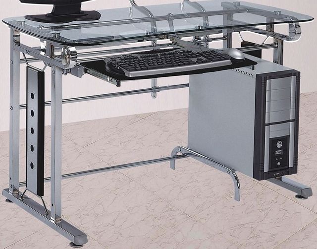 Acme Furniture Felix Silver Chrome And Clear Glass Computer Desk Acme Furniture Felix Silver Chrome And