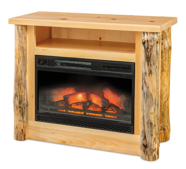 Fireside Log Furniture Amish Rustic Pine Fireplace Entertainment Stand-0