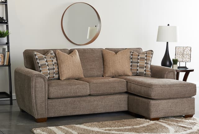 Wood House Upholstery Crosby Pewter Mason Chaise Sofa-0