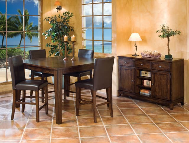 Intercon Kona Raisin 7 Piece Gathering Pub Set with Upholstered Stools-0