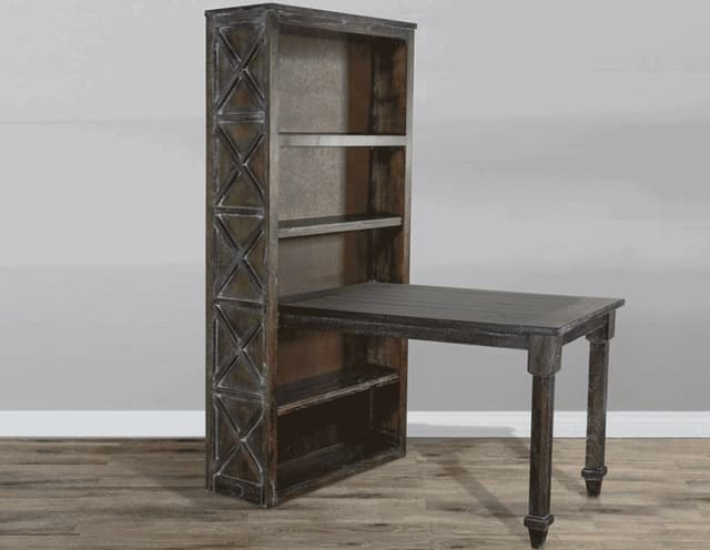 Sunny Designs European Dark Charcoal Gray Bookcase and Desk Return-1