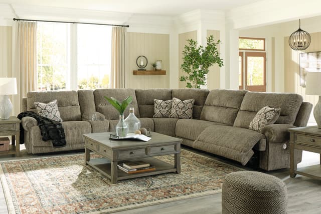 Signature Design by Ashley® Taupe Lubec 6-Piece Power Reclining Sectional-0