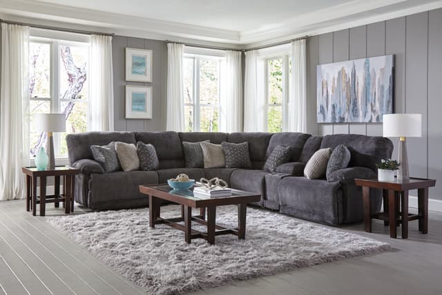 Catnapper Burbank Smoke 7 Piece Power Lay Flat Reclining Sectional (with 2 consoles)-0