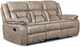 New Classic® Home Furnishings Roswell Pewter Sofa with Power Headrest and Footrest-0