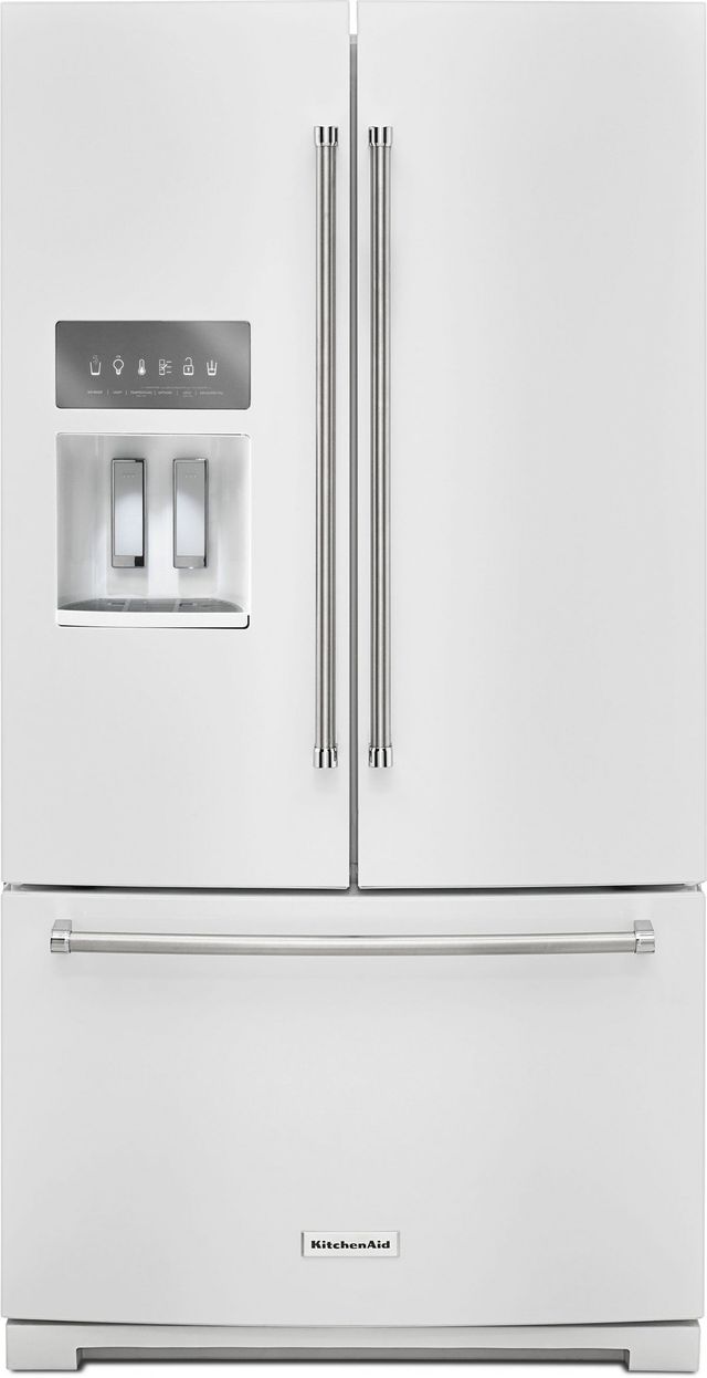 Kitchenaid 26 8 Cu Ft White French Door Refrigerator Krff507hwh