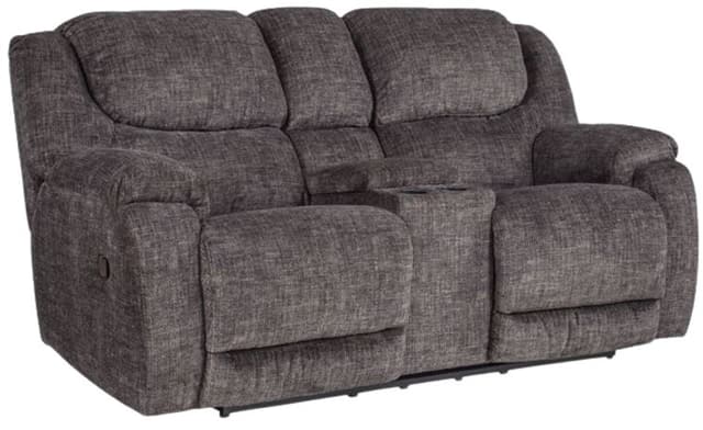 HomeStretch Custom Comfort Black/Brown Power Reclining Console Loveseat-0