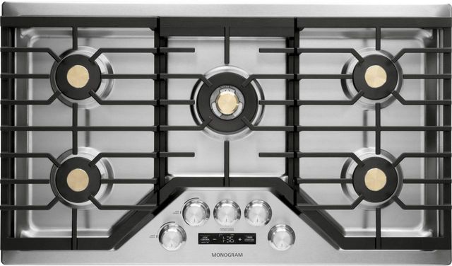 Monogram 36 Deep Recessed Gas Cooktop Stainless Steel Zgu36eslss