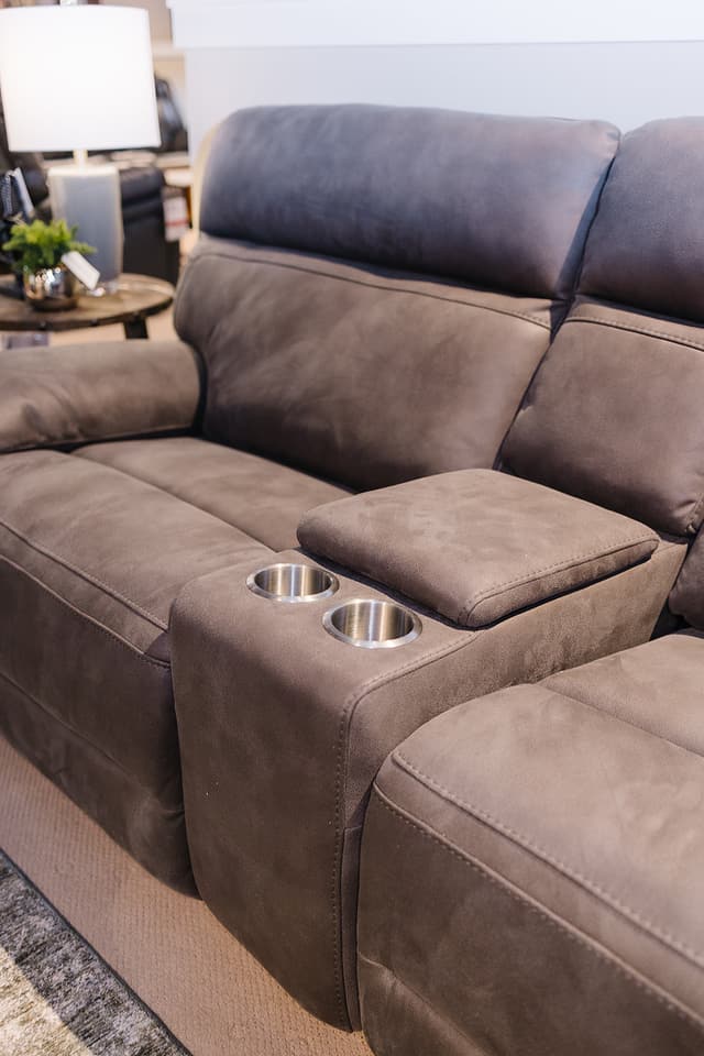 GRAY SUEDE RECLINING SECTIONAL 6 PC-3