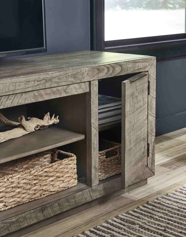 Signature Design by Ashley® Krystanza Weathered Gray 92"  Fireplace TV Stand-3