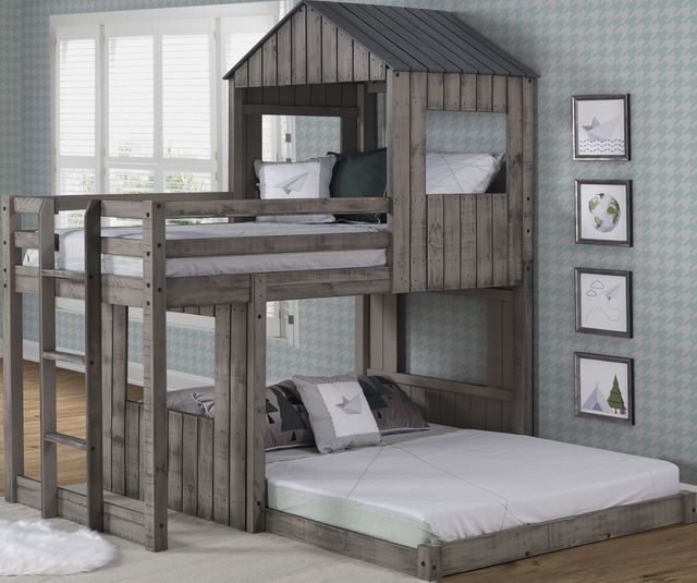 Donco Trading Company Rustic Dirty Grey Twin Full Campsite Loft Bunk Bed 3344 Tfrdg Colder S Furniture Appliances And Mattresses