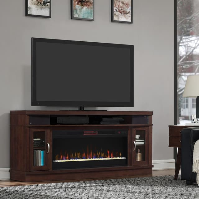 ClassicFlame® Deerfield Antique Brown Cherry TV Stand and Fireplace Insert-2