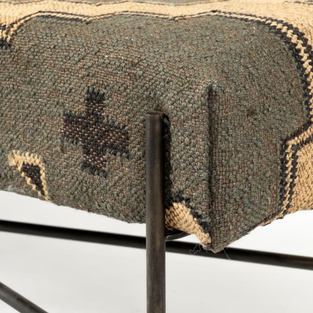 Mercana Avery Rustic Patterned Fabric Bench-3