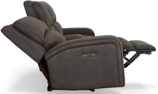 Flexsteel® Nirvana Grey Power Reclining Loveseat with Console and Power Headrests-4