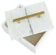 A & B Home White Marble Box with Brass Handle-3