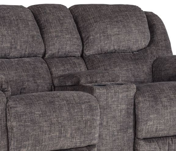 HomeStretch Custom Comfort Black/Brown Power Reclining Console Loveseat-1
