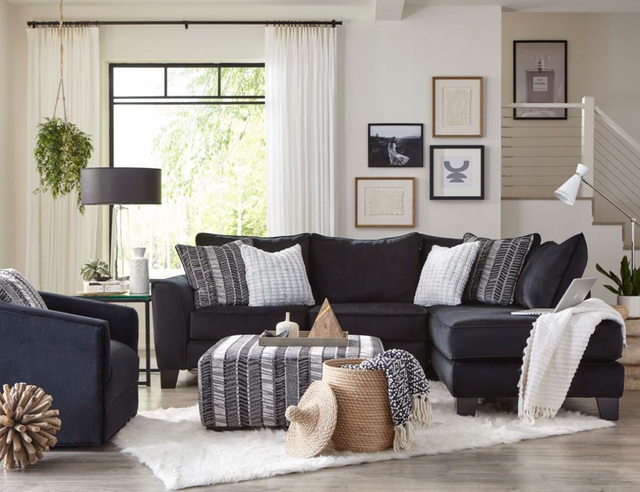 Albany Industries 374 2-Piece Groovy Black Sectional-1