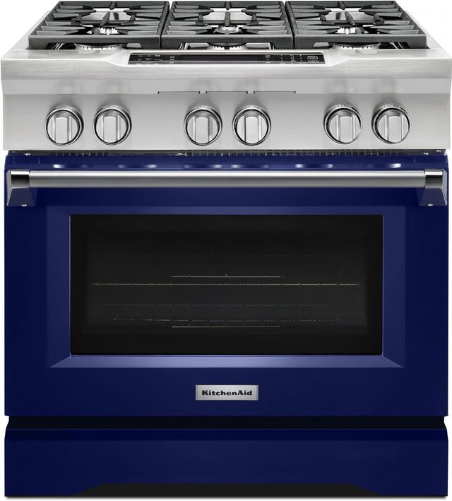 KitchenAid® 36" Cobalt Blue Commercial Style Free Standing Dual ...
