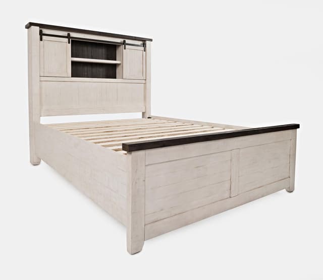 Jofran Inc. Madison County Vintage White King Barn Door Storage Bed-2