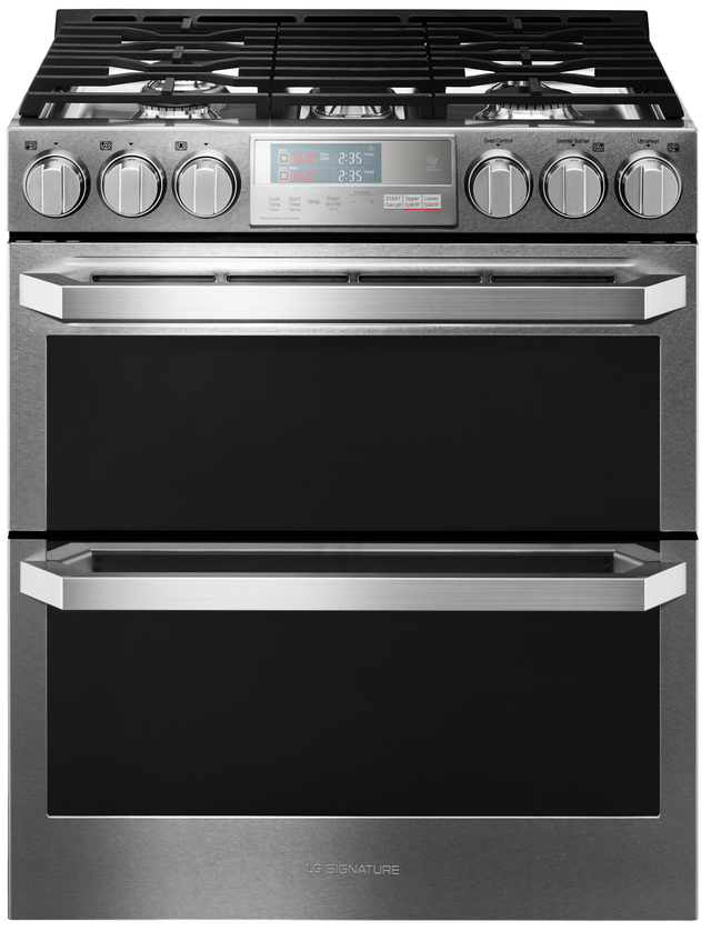 Lg Signature 29 88 Textured Steel Slide In Double Oven Gas Range