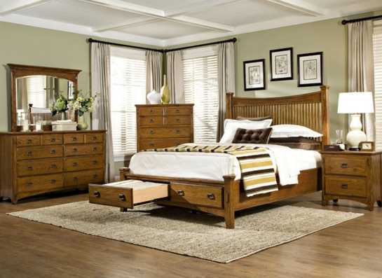 Intercon Pasadena Revival Collection Slat Queen Bed Storage