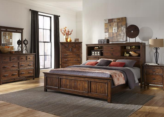 Intercon Wolf Creek Collection King Storage Bed with Bookcase Headboard-0