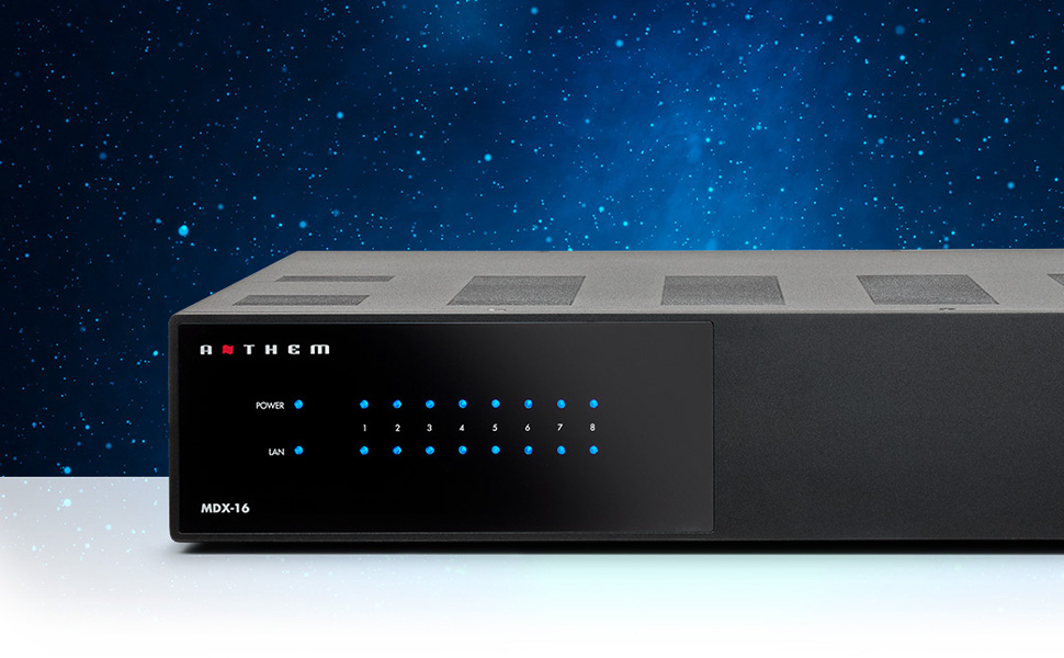 Anthem MDX Series Distribution system shown against a galaxy background