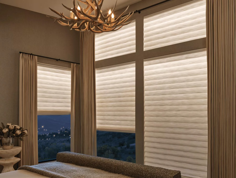 Aura Illuminated Shades in a living room