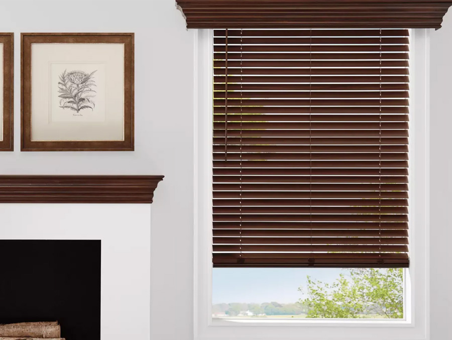 Wood Blinds in a living room