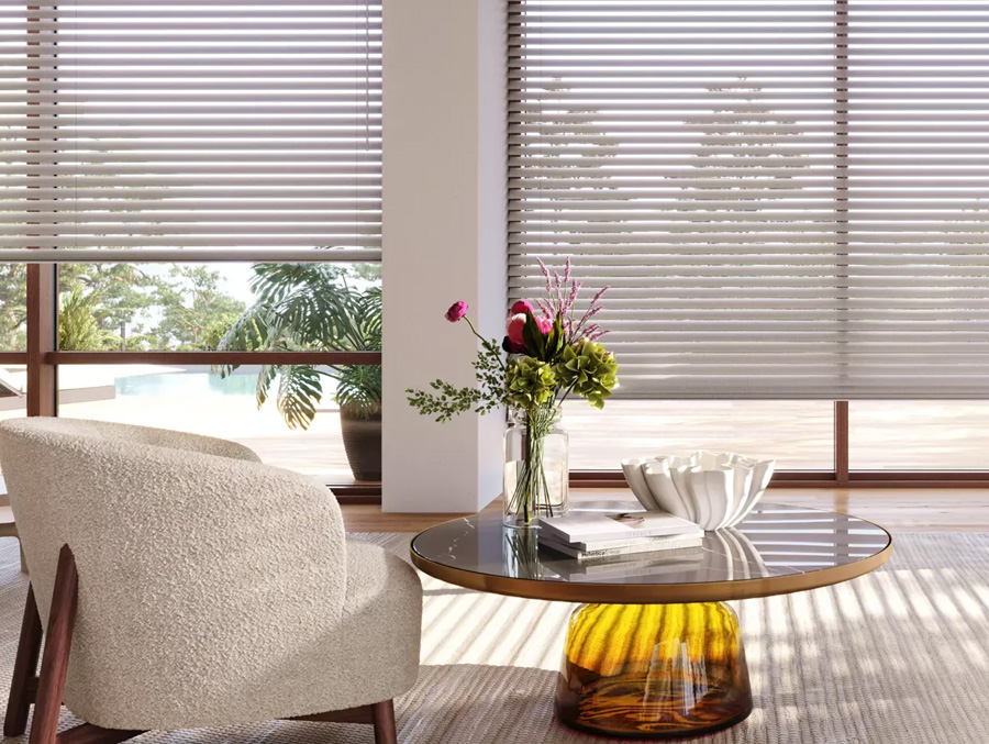 Fabric blinds in a living room