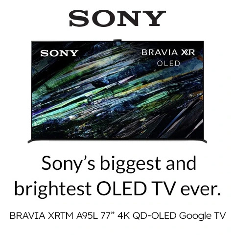 Sony's biggest and brightest OLED TV ever. BRAVIA XR A95L 77in 4K QD-OLED Google TV
