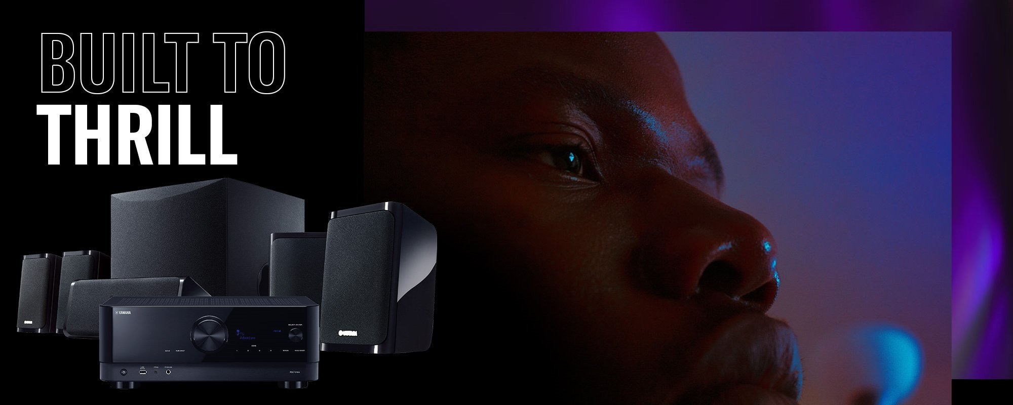 Yamaha - Built to Thrill - Collage of Yamaha speakers and AV receivers