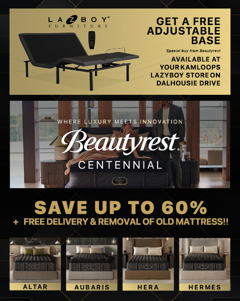 Beautyrest Centennial. Save up to 60% + Free delivery & removal of old mattress! Get a free adjustable base. Special from Beautyrest. Available at your Kamloops La Z Boy store on Dalhousie Drive.