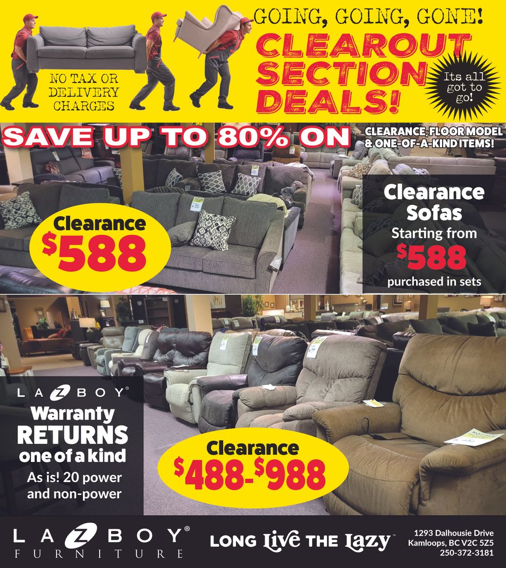 Going, going, gone! Clearout Section Deals! Its all got to go! No tax or delivery charages. Save up to 80% on clearance, floor model & one-of-a-kind items!