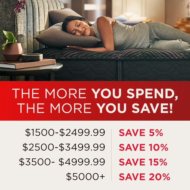 THE MORE YOU SPEND, THE MORE YOU SAVE! - $1500-$2499.99 SAVE 5% - $2500-$3499.99 SAVE 10% - $3500- $4999.99 SAVE 15% - $5000 + SAVE 20%