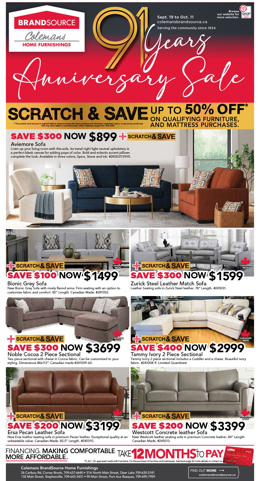 Colemans 91st anniversary sale - scratch and save up to 50% off